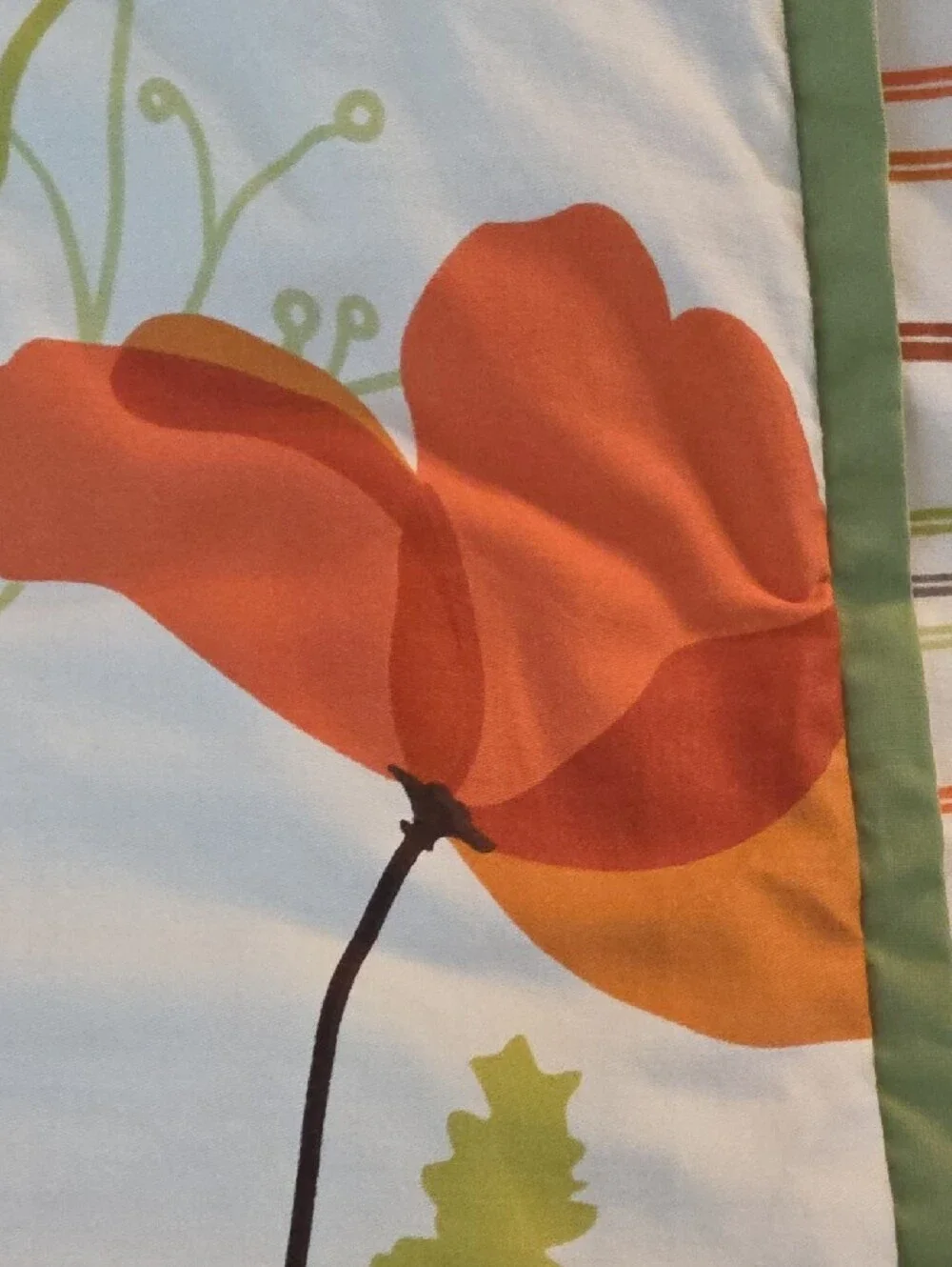 Botanical Modern Botanical Stems Poppy Revisable Stripes Twin Comforter